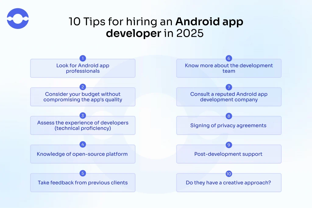 10 Tips for hiring an Android app developer in 2025