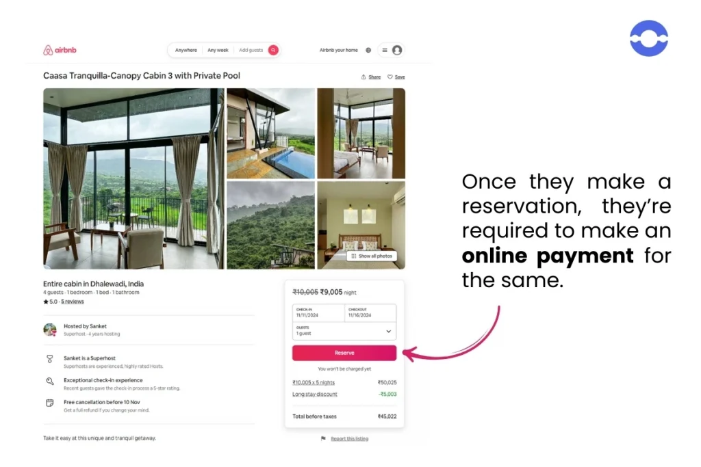 Online payment process for airbnb